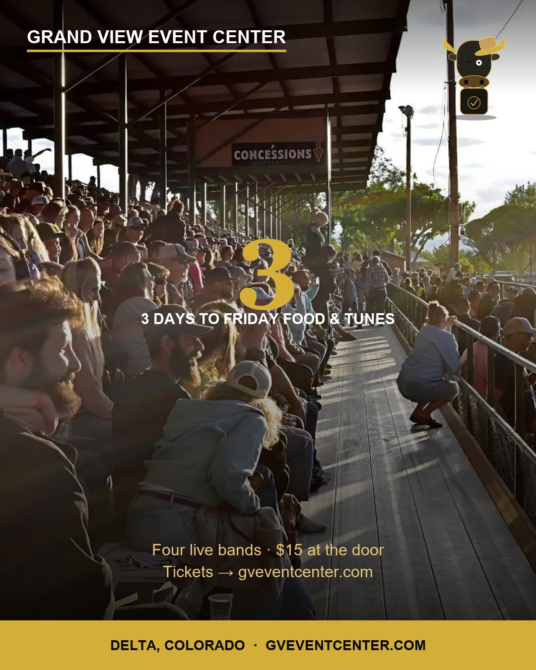 3 days countdown card, packed grandstands